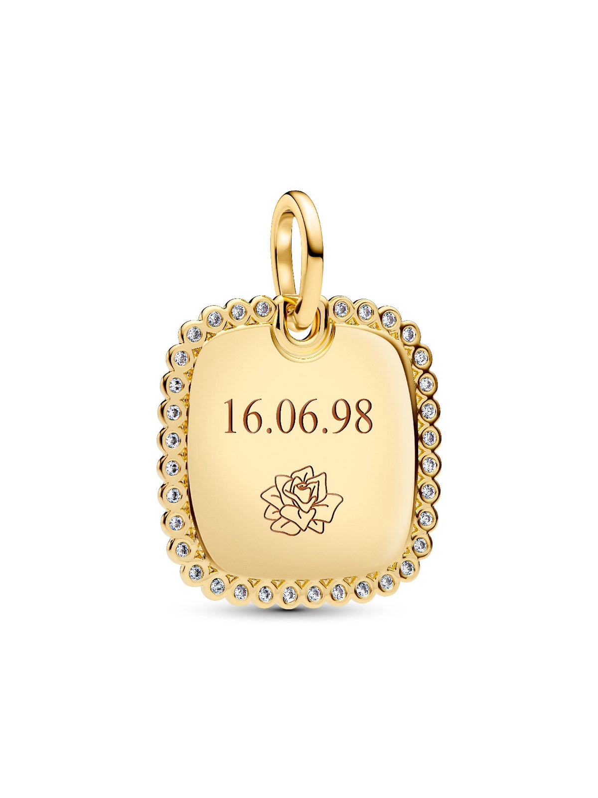 Pandora Charm Pendente Medaglia Quadrata Luminosa da incidere 364009C01