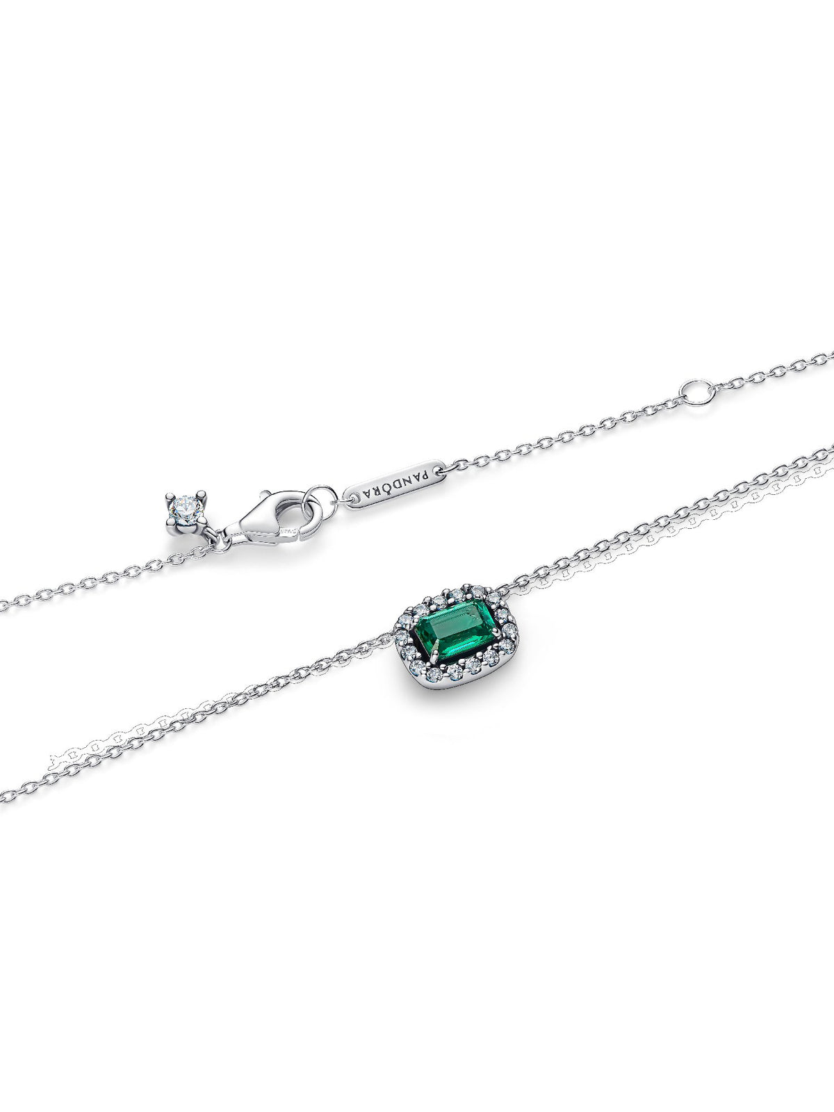 Pandora Collana Punto Luce Rettangolo Verde 394503C01