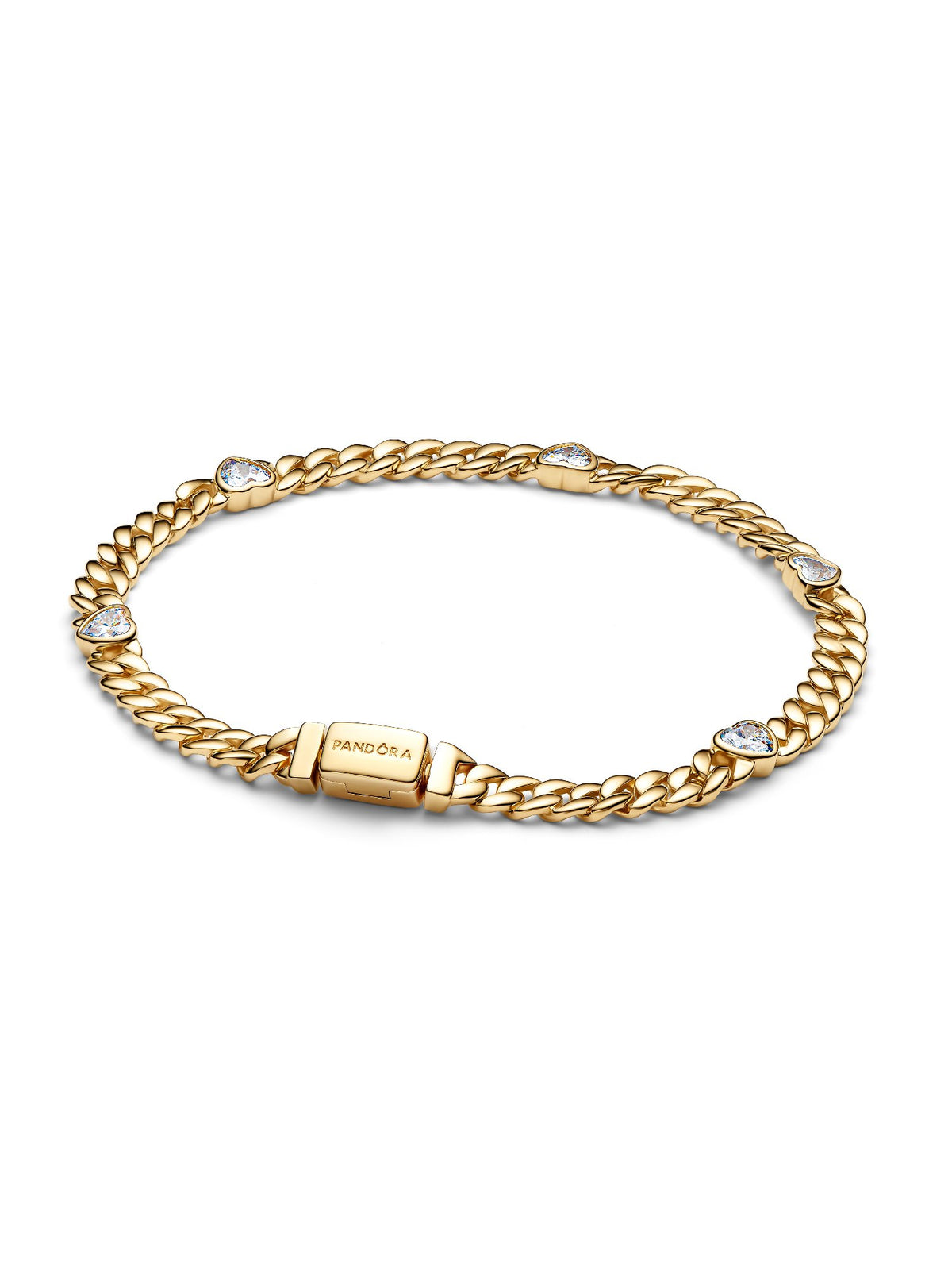 Pandora Bracciale Catena Maglia Cubana con Cuori 564226C01