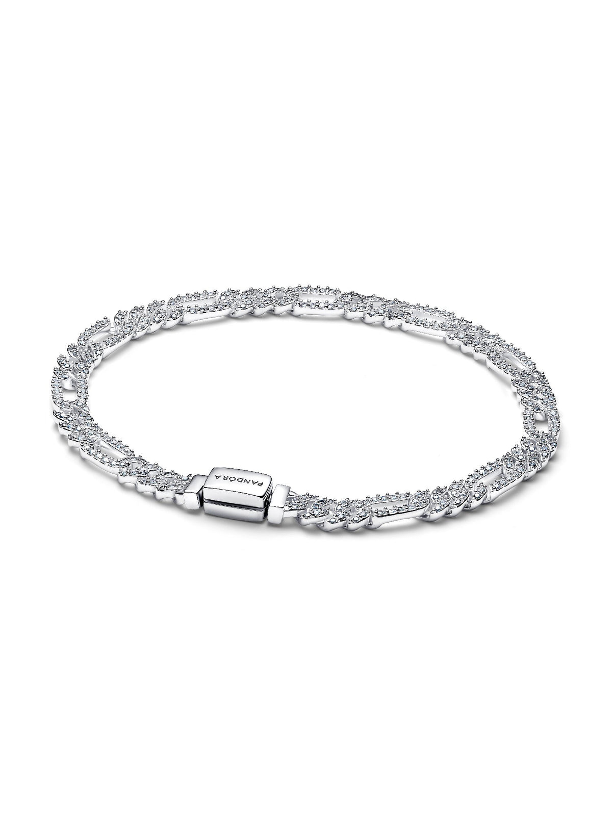 Pandora Bracciale Catena Maglia Cubana Pavè con Ovali 594227C01