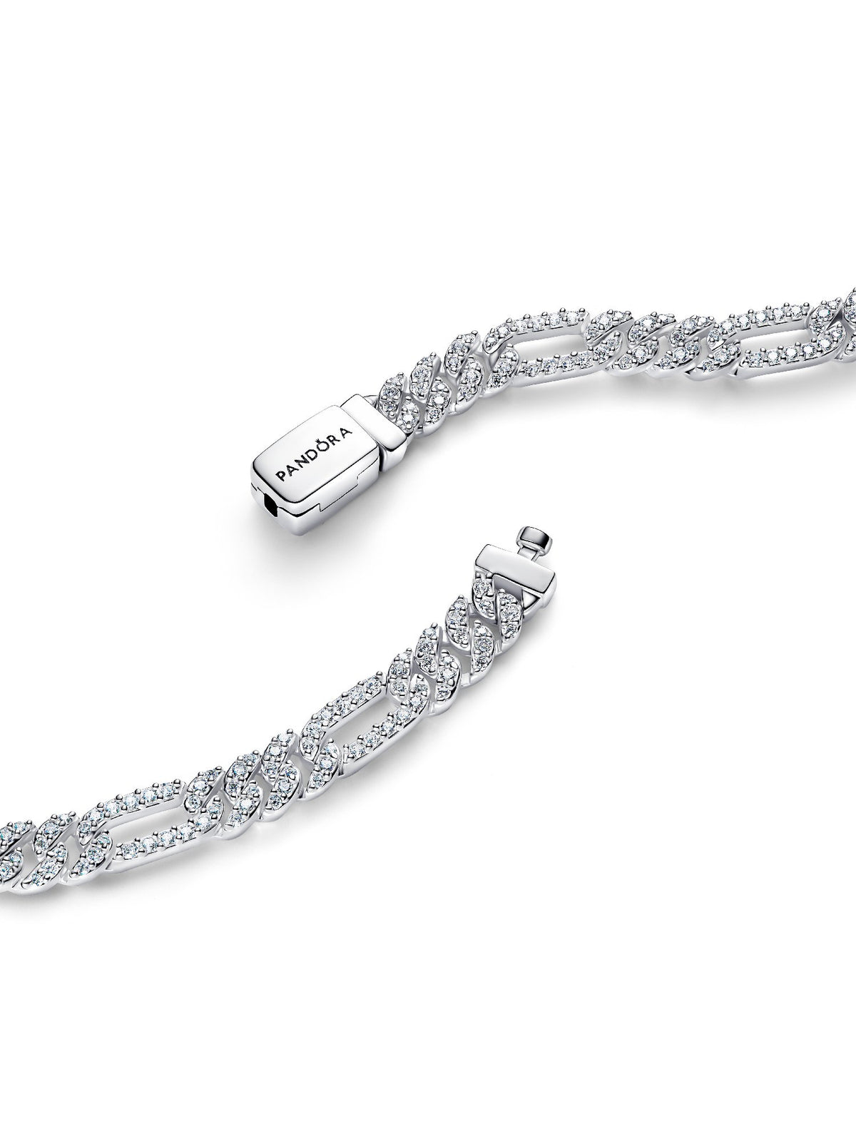Pandora Bracciale Catena Maglia Cubana Pavè con Ovali 594227C01