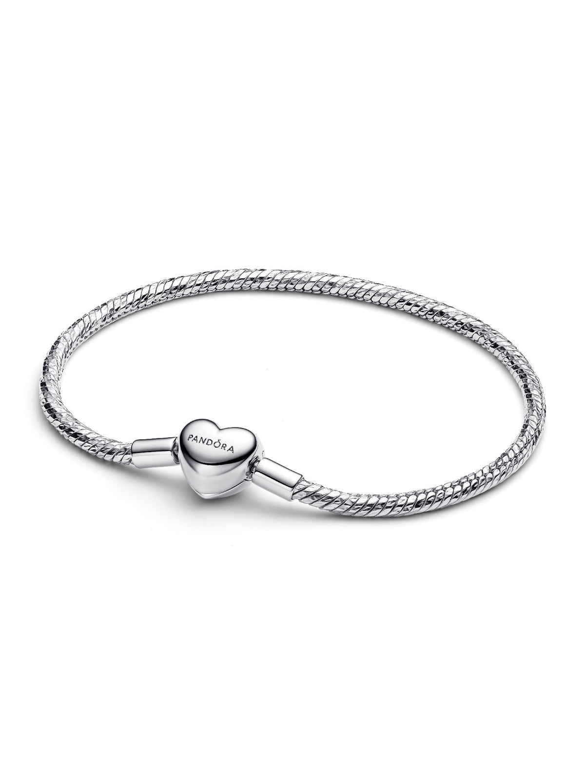 Pandora Bracciale Maglia Snake Sfaccettata con Chiusura a Cuore da Incidere 594236C00