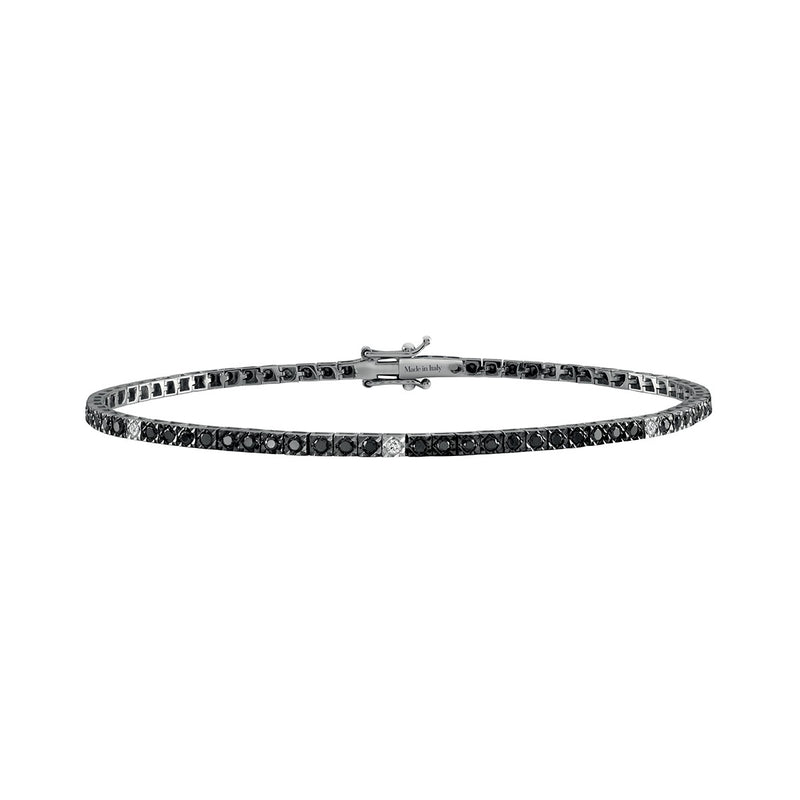  Poetry Tennis Bracelet Saturn Gold and Black and White Diamonds 1.65 ct