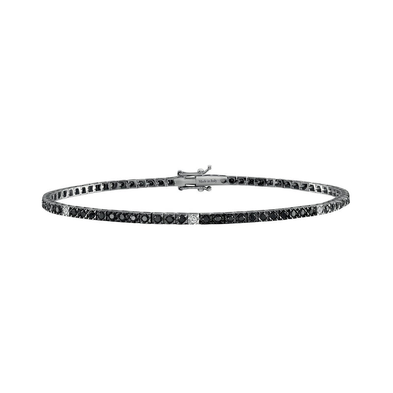  Poetry Tennis Bracelet Saturn Gold and Black and White Diamonds 2.85 ct