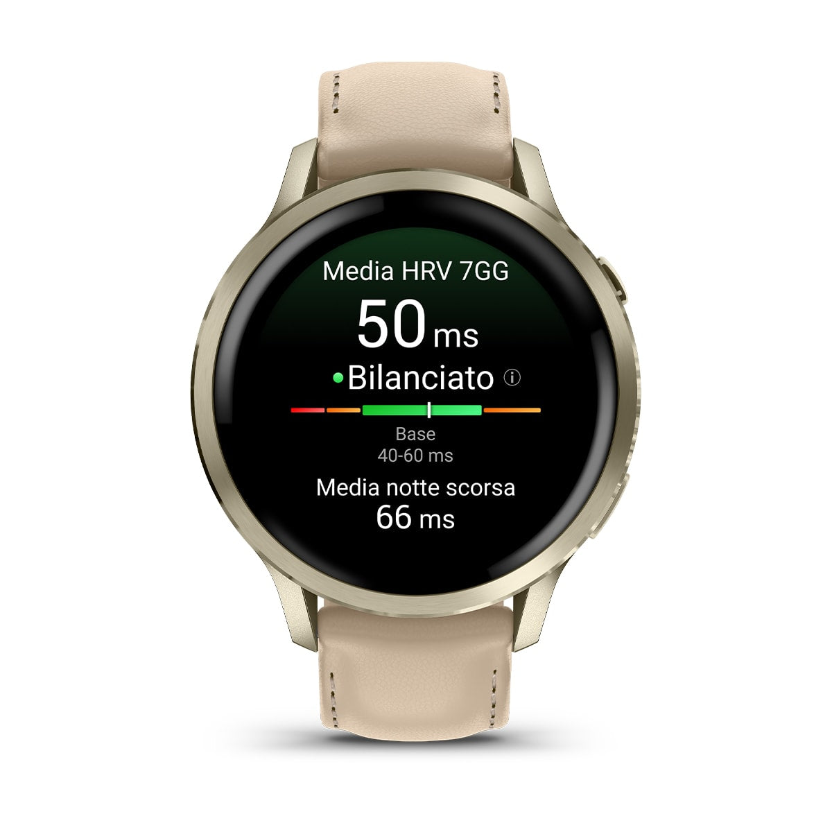 Garmin Venu 4 Lunar Gold 41 MM Cinturino Silicone Bone e Pelle Light Sand