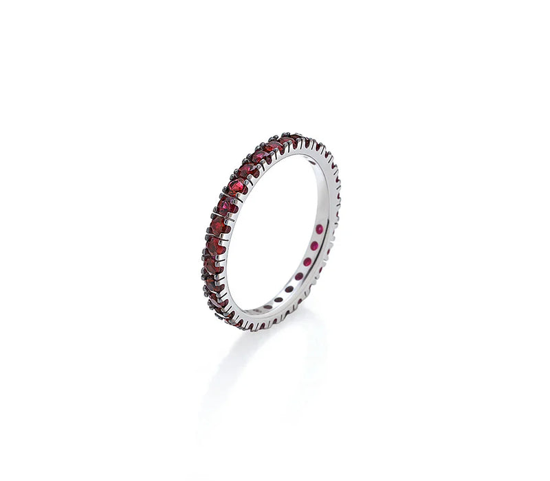  \Poetry Eternity Ring Saturn Gold and Rubies 0.38 ct