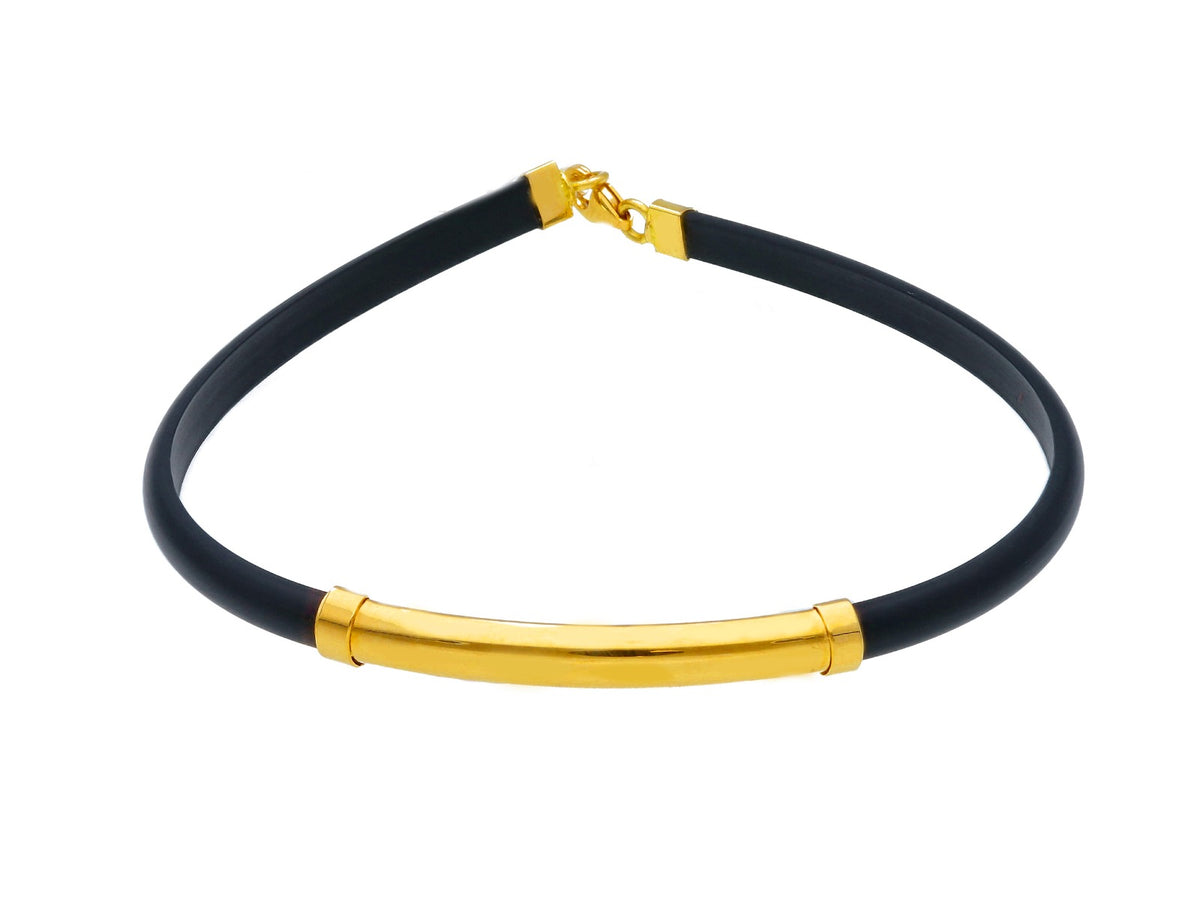 Bracciale Caucciù Con Piastra Oro Giallo 18kt