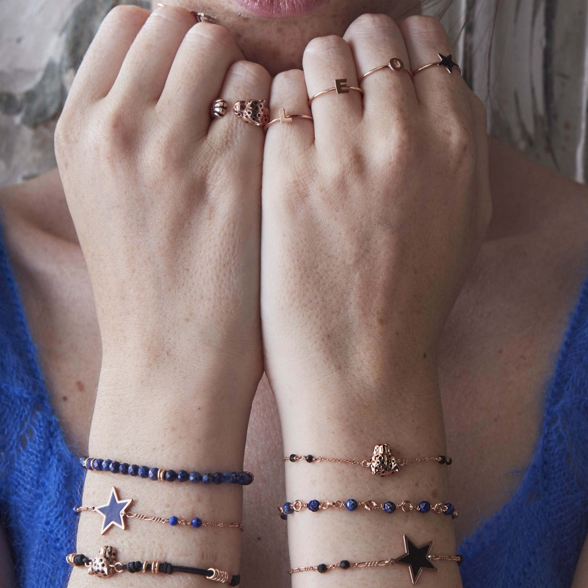 Maman et Sophie Bracciale con maglie e pietre di lapislazzuli BPISF3LPC