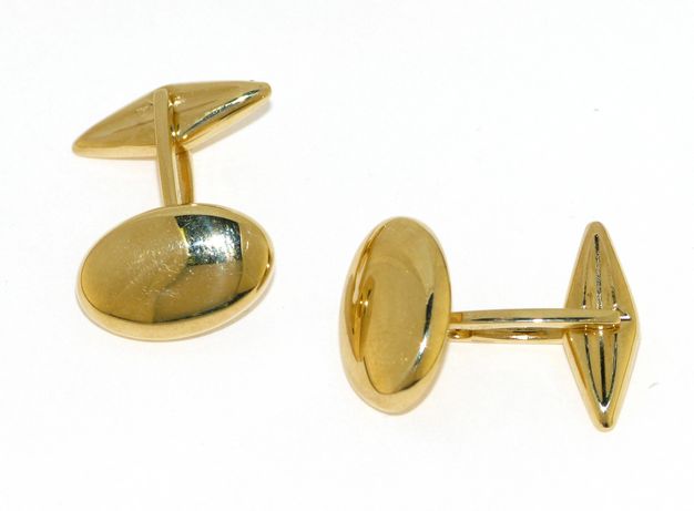  Oval Cufflinks Lined in 18kt Yellow Gold