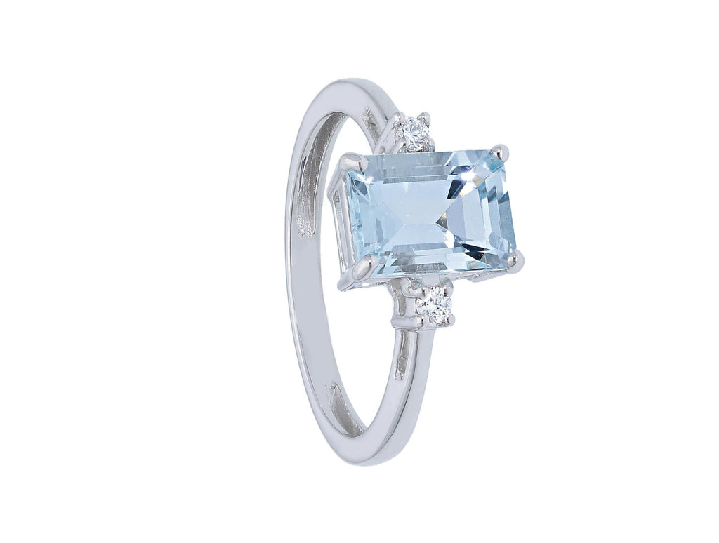  Ring with Diamonds and Aquamarine ct 1.45