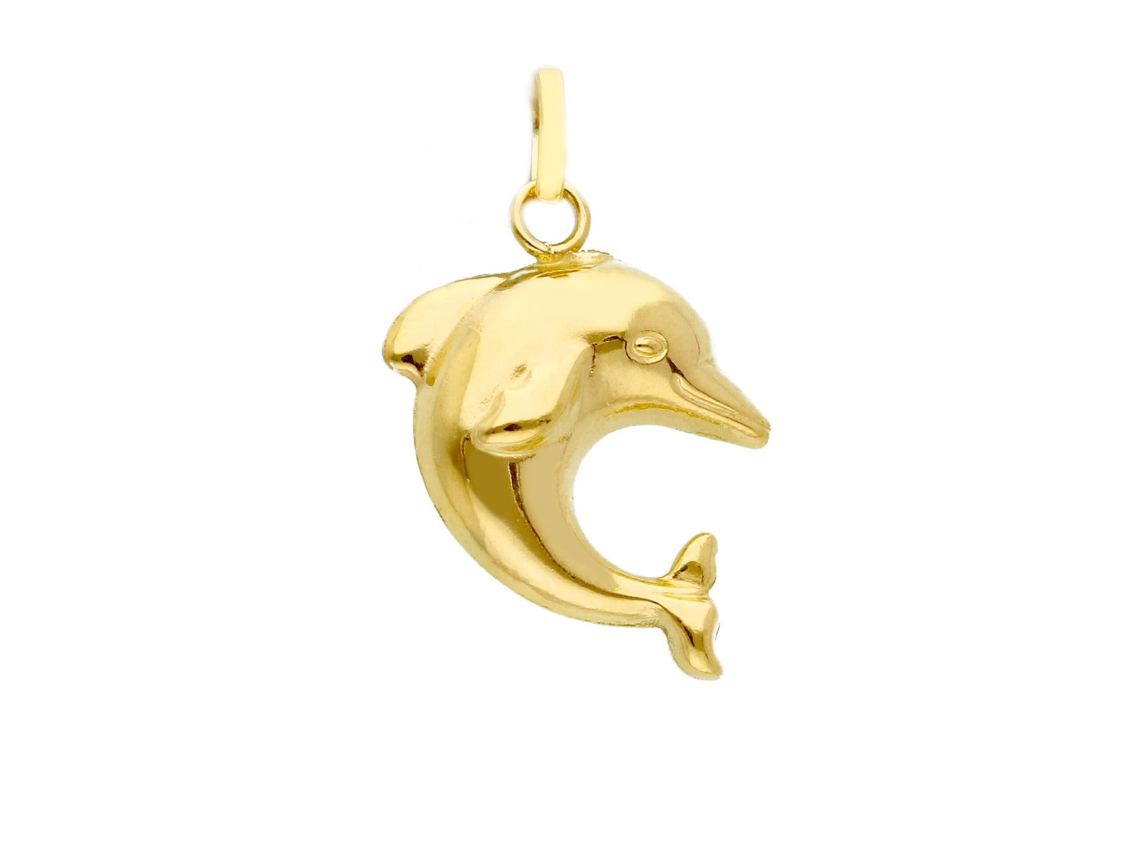 CARISSIMA Collana Oro Giallo 9K Con Ciondolo Delfino - Catena Curb 46 Cm, Gioiello Italiano In Oro 375/1000
