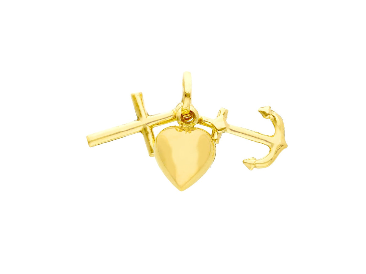  Faith Hope Charity Pendant in 18kt Yellow Gold