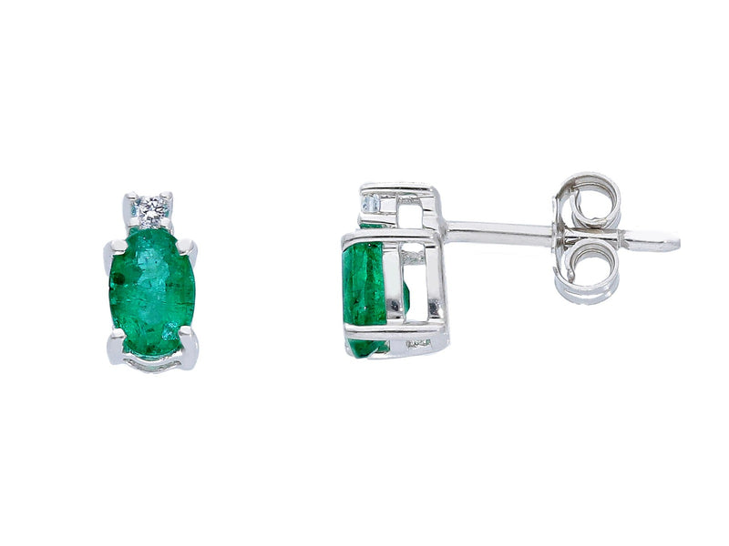  Earrings with 0.04 ct diamonds and 0.80 ct emeralds