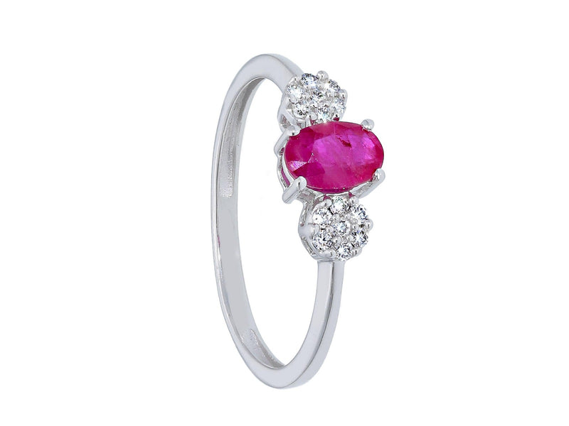  Ring with Diamonds and Ruby ct 0.50