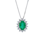  Maiocchi Milano White Gold Necklace with Diamonds and Emerald ct 1.06