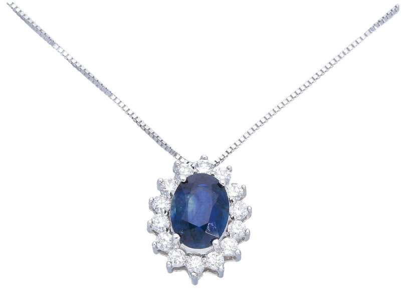  Maiocchi Milano White Gold Necklace with Diamonds and Sapphire ct 0.80
