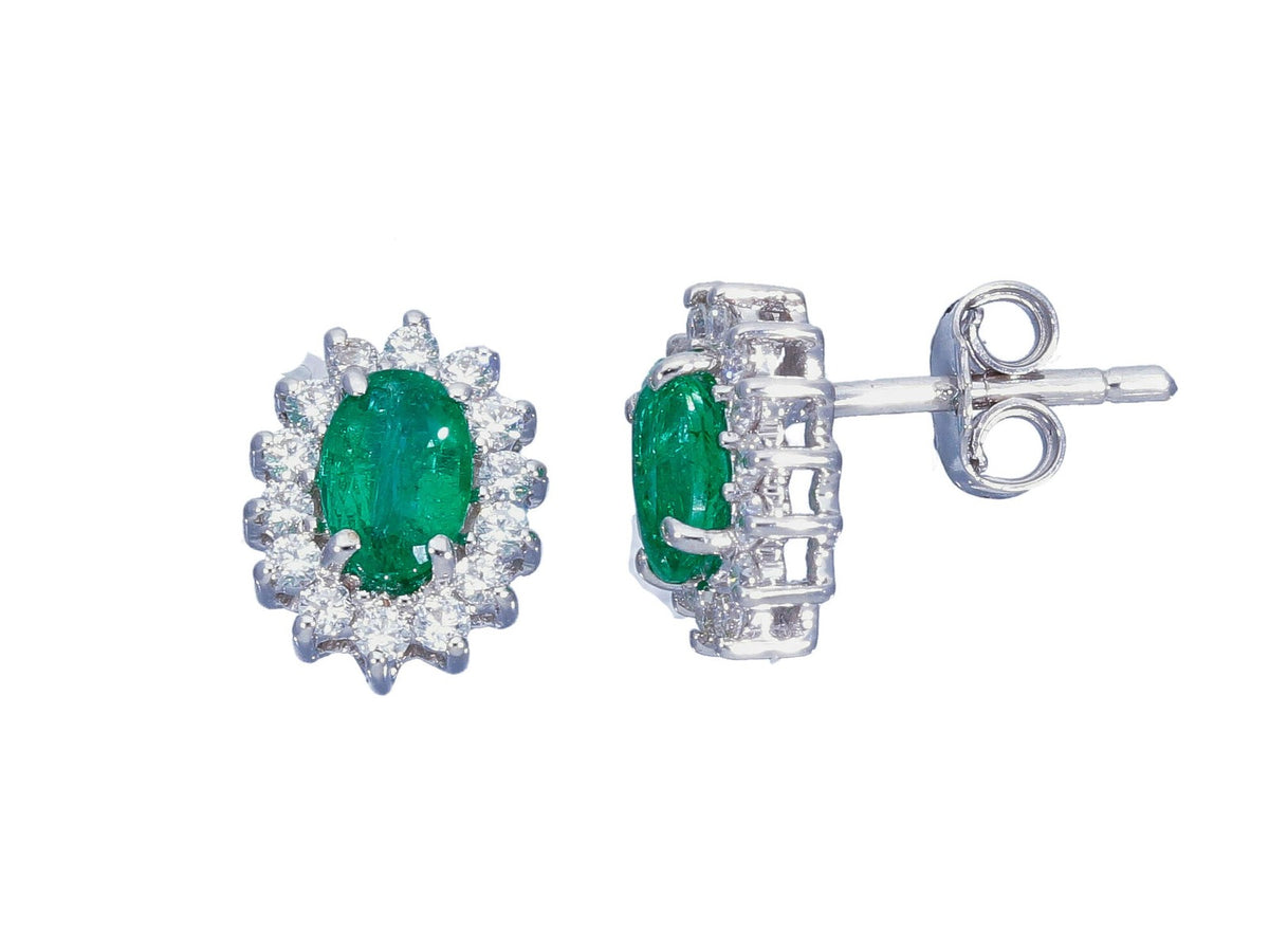  Maiocchi Milano White Gold Earrings with Diamonds and Emeralds 0.84 ct