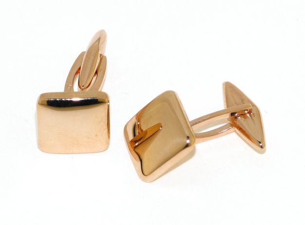 Square Cufflinks Lined in 18kt Rose Gold