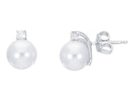  Earrings with Diamonds and Akoya Pearls 7.5 x 8 mm