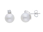  Earrings with Diamonds and Fresh Water Pearls 9.5 x 10 mm