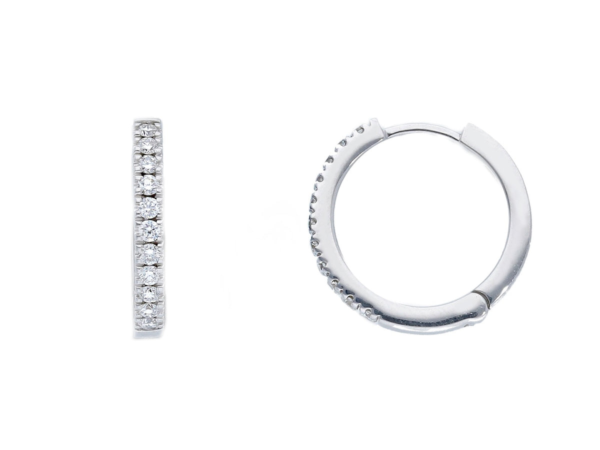  White Gold Hoop Earrings with 0.17 ct Diamonds