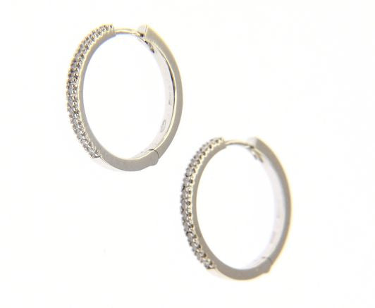 Orecchini Cerchi Oro Bianco e Diamanti ct 0,22 G