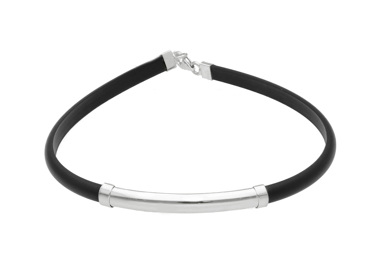 Bracciale Caucciù Con Piastra Oro Bianco 18kt