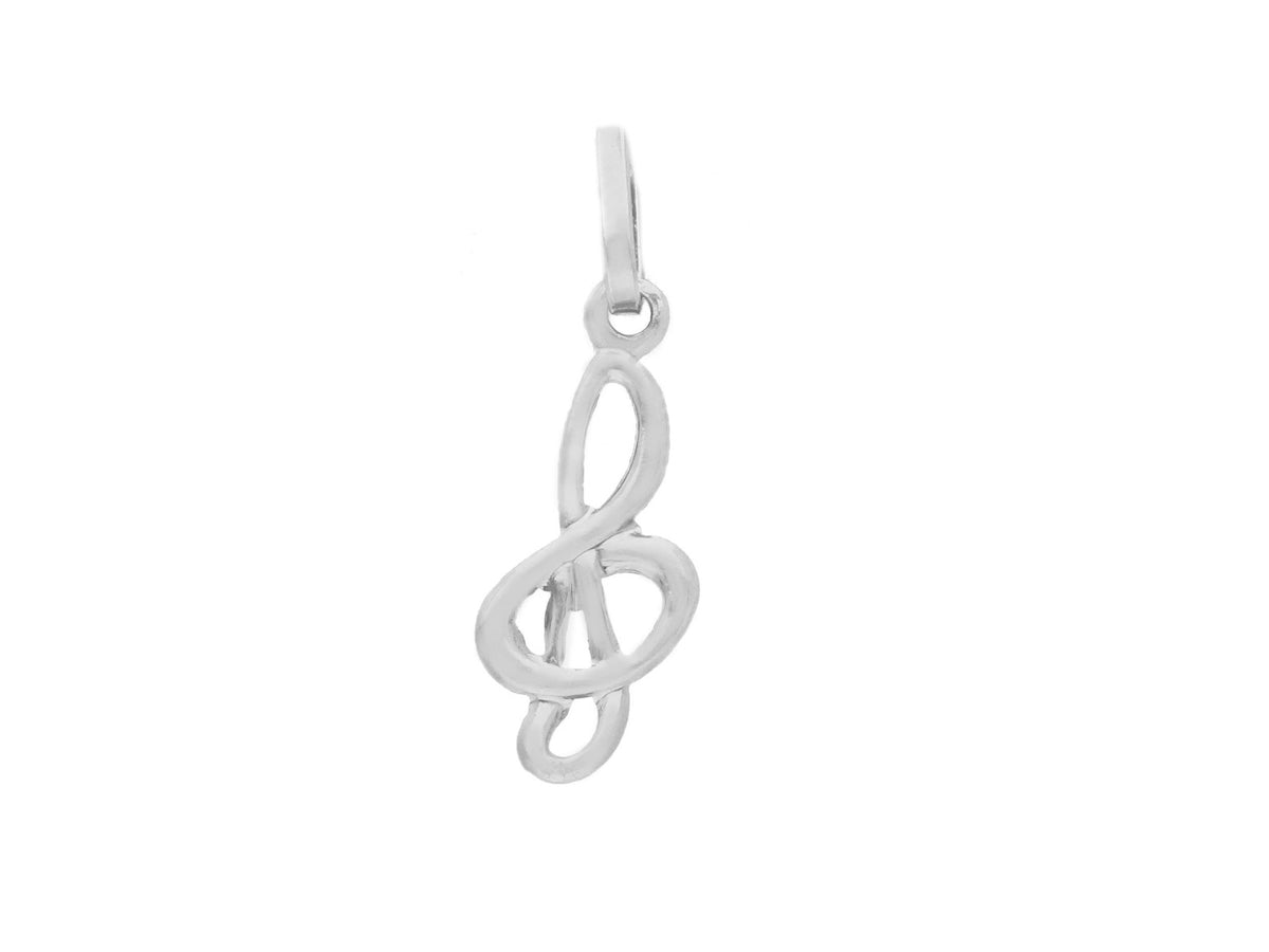  Treble Clef Pendant in 18kt White Gold