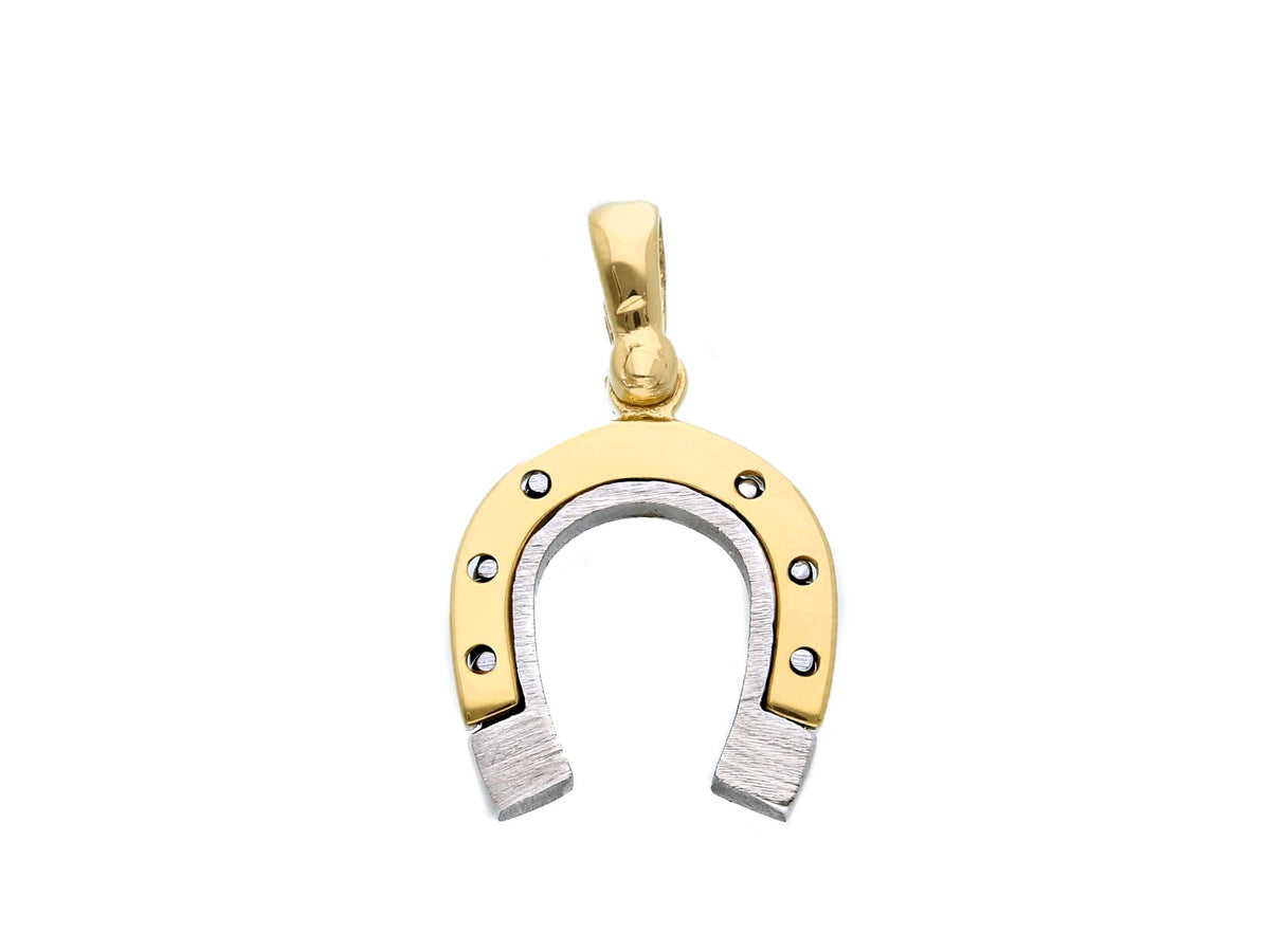 Horseshoe Pendant in 18kt Yellow and White Gold