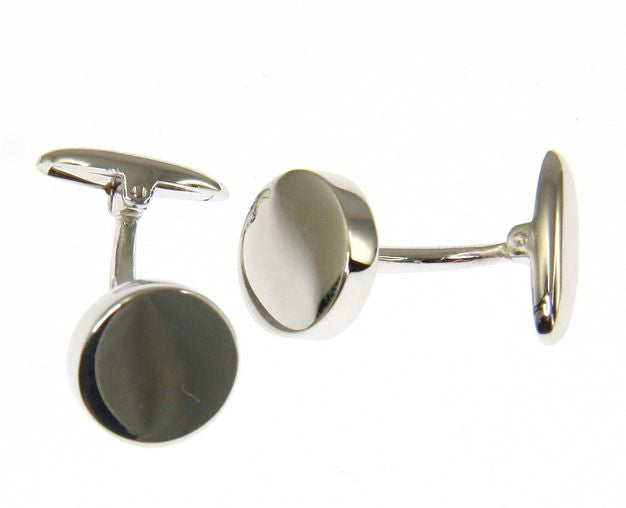 Round Cufflinks Lined in 18kt White Gold