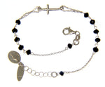  Maiocchi Silver Rosary Bracelet in Silver and Black Crystals