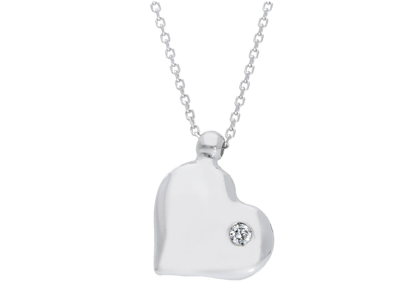  Heart Necklace in White Gold and Diamond ct 0.02 G
