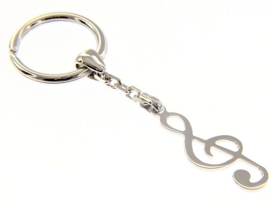 Maiocchi Silver Treble Clef Keyring Silver