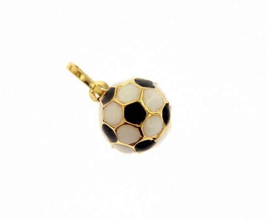 Ciondolo Pallone da Calcio in Oro Giallo 18kt e Smalto