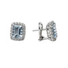  18 kt white gold earrings with diamonds and 3.98 ct aquamarine