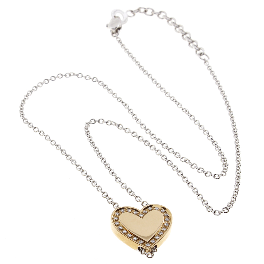  Salvini Heartbeat Necklace in White and Rose Gold and Diamonds