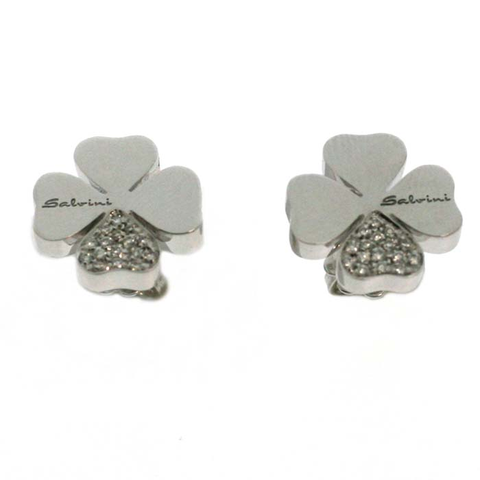  Salvini Four-leaf Clover Earrings in White Gold and Diamonds