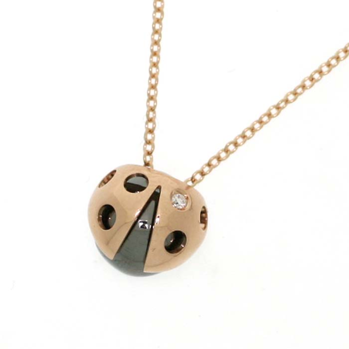  Salvini Ladybug Necklace in Rose Gold and Diamond