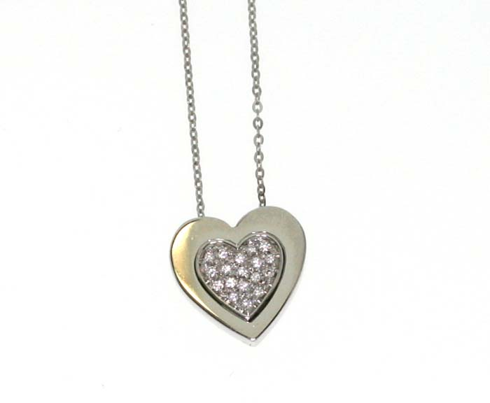  Salvini I Segni Mignon Heart Necklace in White Gold and Diamonds