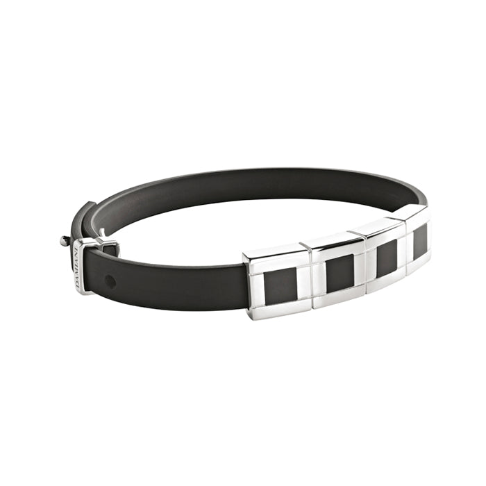 Damiani JustMan Bracelet in Silver Rubber and Onyx