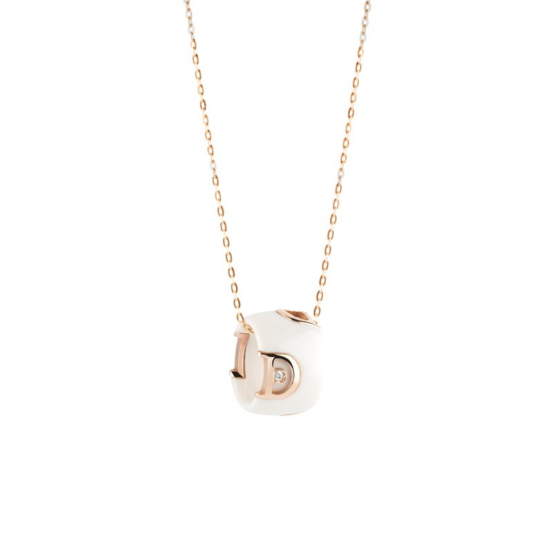  Damiani D.Icon Necklace in White Ceramic, Rose Gold and Diamond