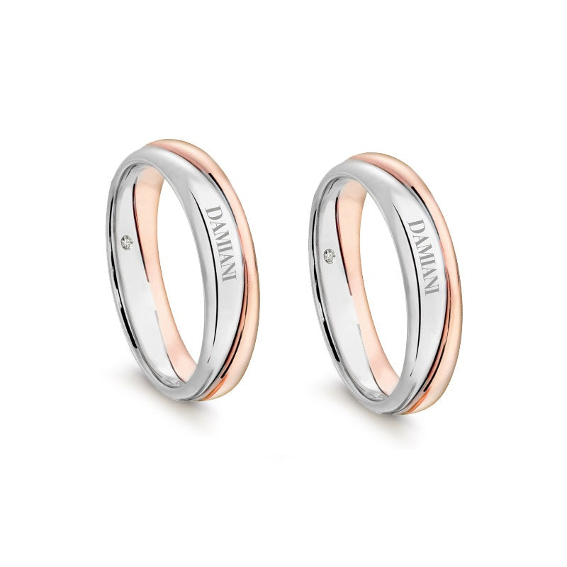 Damiani Incontro Wedding Rings in White and Rose Gold