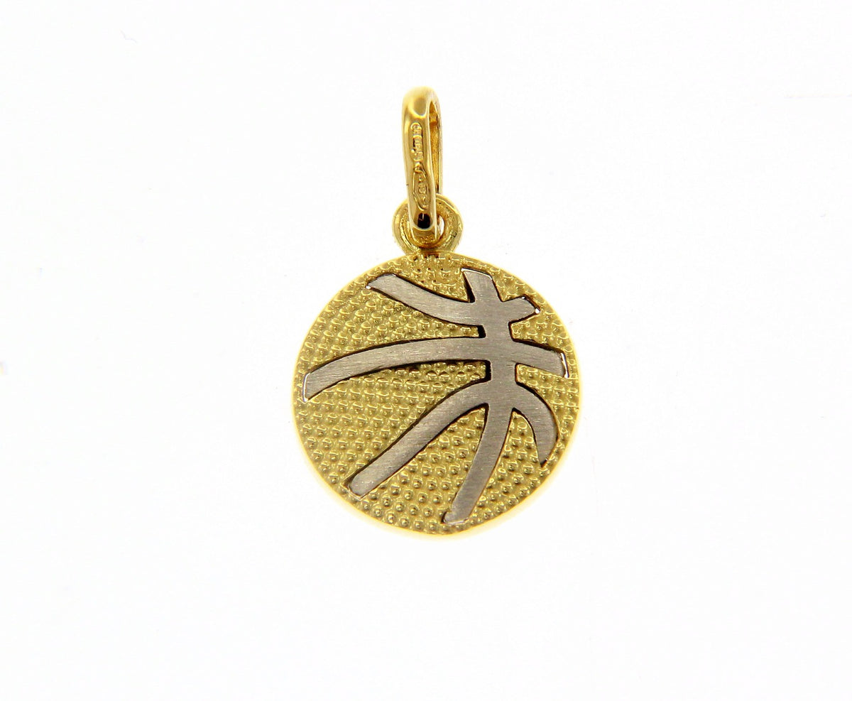  Basketball Pendant in 18kt Yellow and White Gold