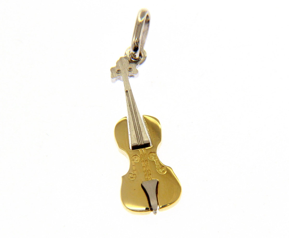  Violin Pendant in 18kt Yellow and White Gold