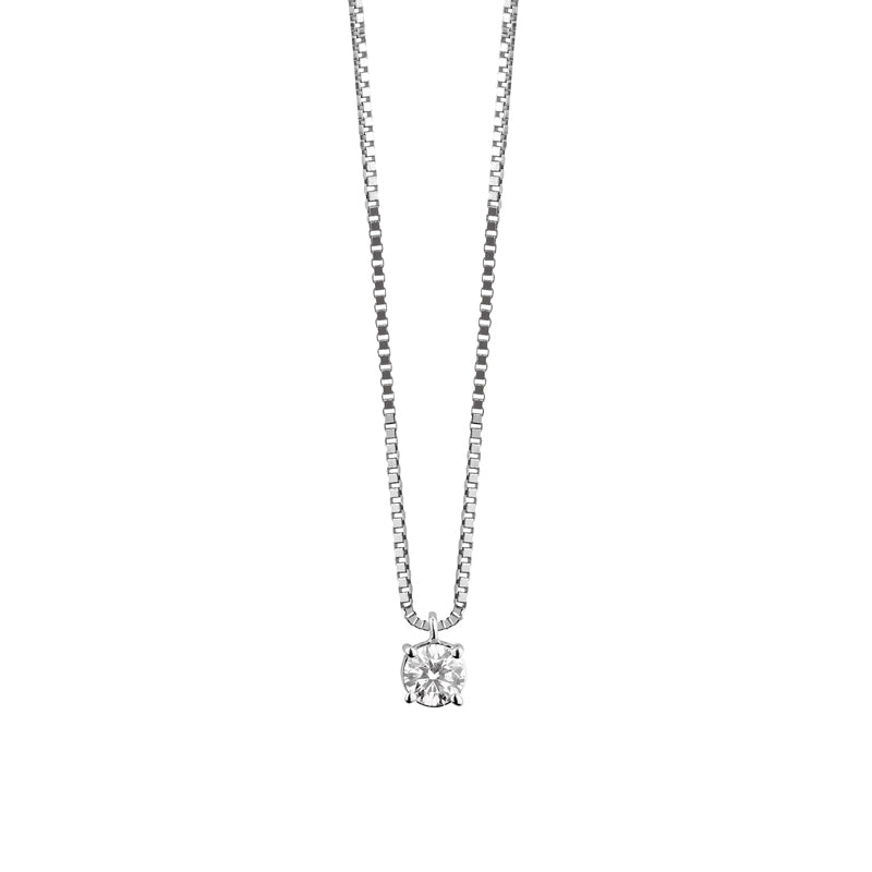 Damiani Collana Punto Luce Luce in Oro Bianco e Diamante ct 0.50