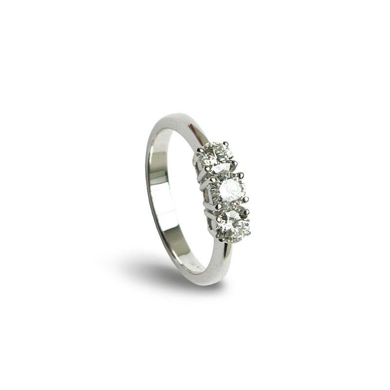 Damiani Anello Trilogy Luce in Oro Bianco e Diamanti ct 0.93 F VS2 GIA