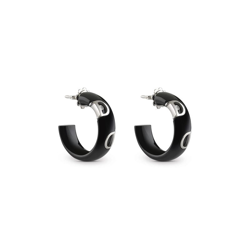  Damiani D.Icon Earrings in Black Ceramic, White Gold and Diamond