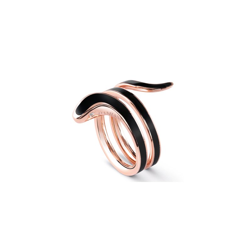 Damiani Anello Eden in Ceramica Nera, Oro Rosa e Diamanti