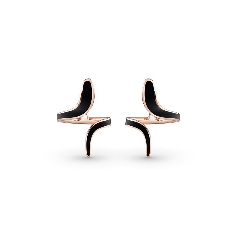  Damiani Eden Earrings in Black Ceramic, Rose Gold and Diamonds