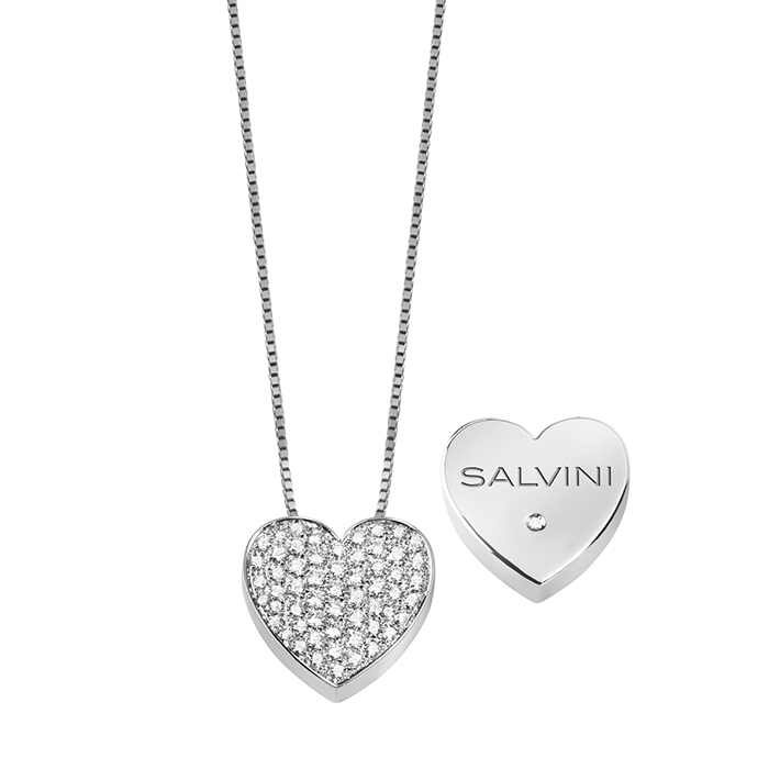  Salvini I Segni Heart Necklace in White Gold and Diamonds